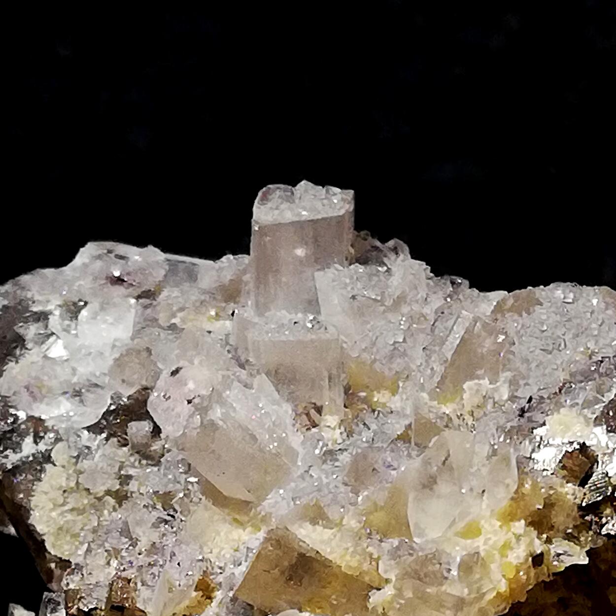 Bertrandite & Fluorite On Smoky Quartz