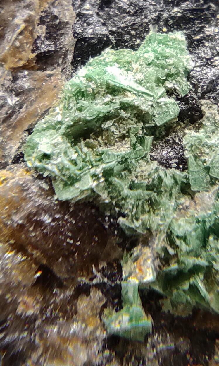 Torbernite On Smoky Quartz