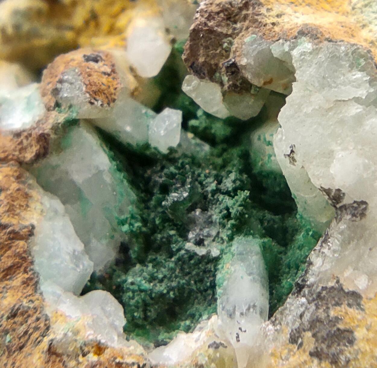 Chalcopyrite & Azurite On Quartz