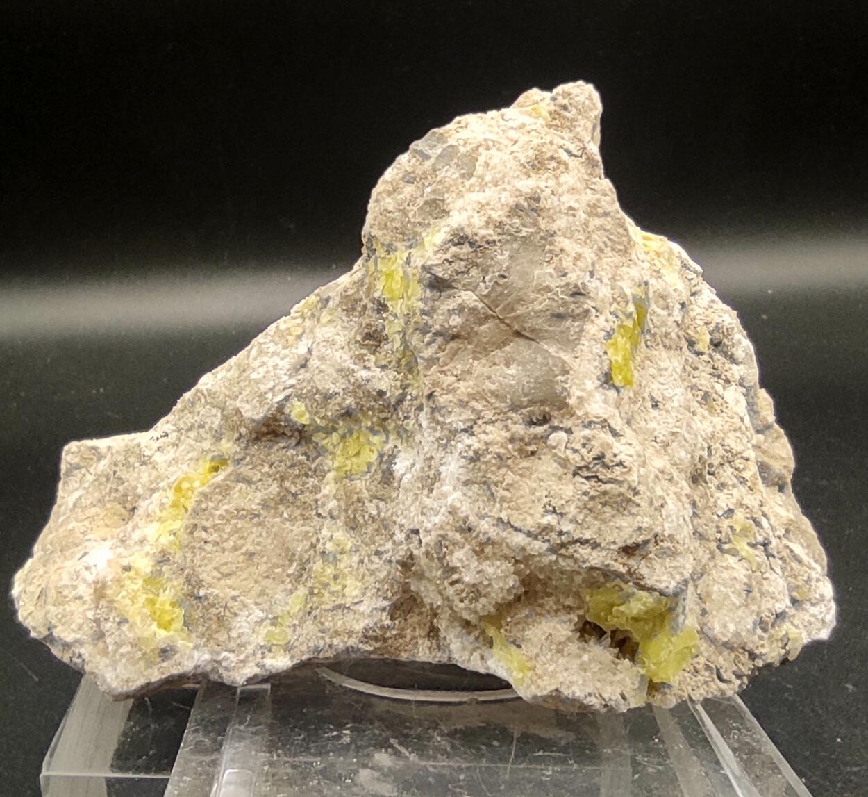 Native Sulphur On Calcite