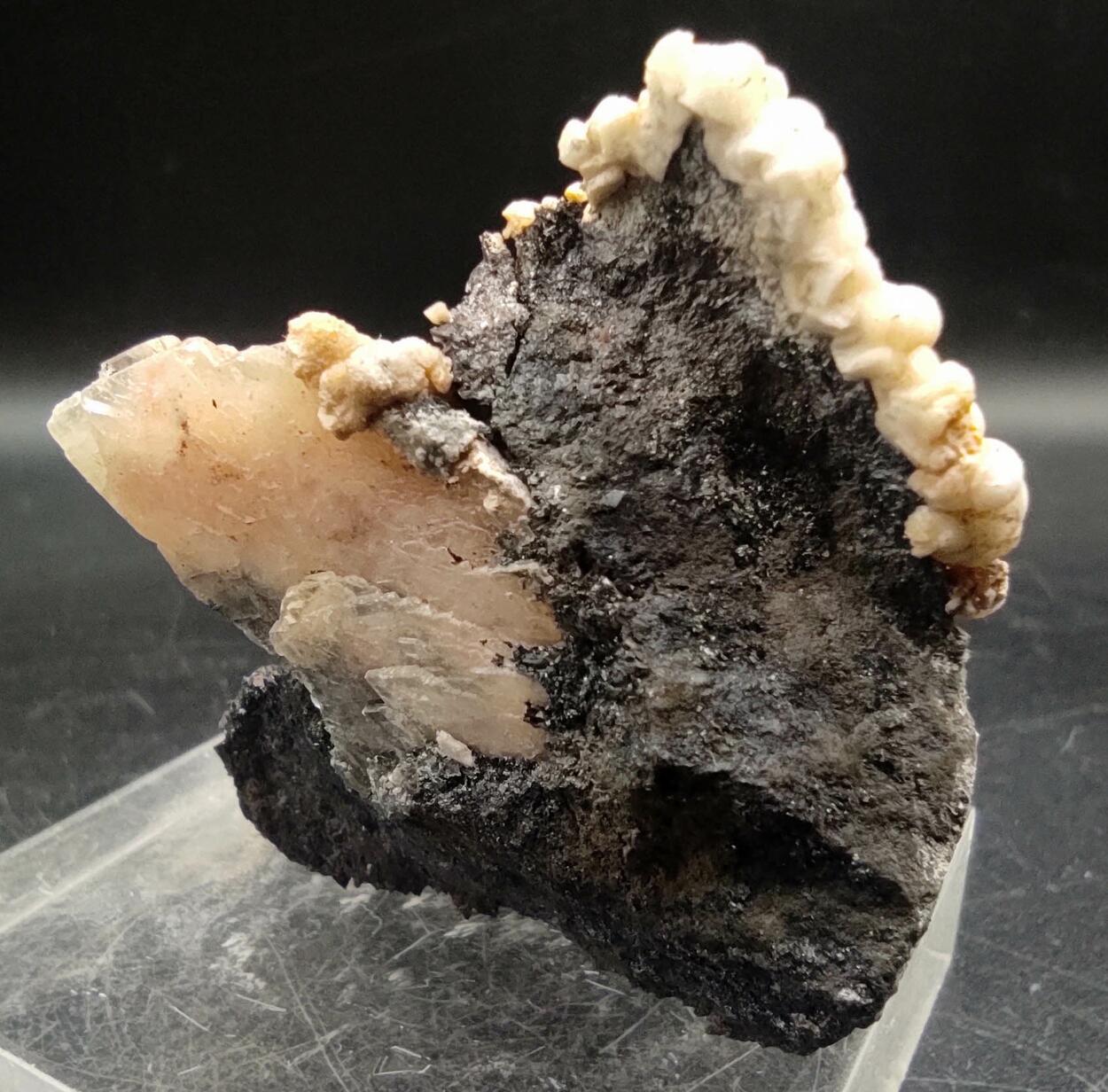 Aragonite & Calcite On Siderite