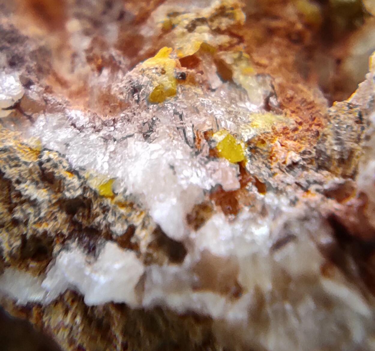 Campylite Mimetite & Cerussite On Limonite & Goethite