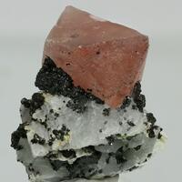 Fluorite With Byssolite & Chalcopyrite On Calcite