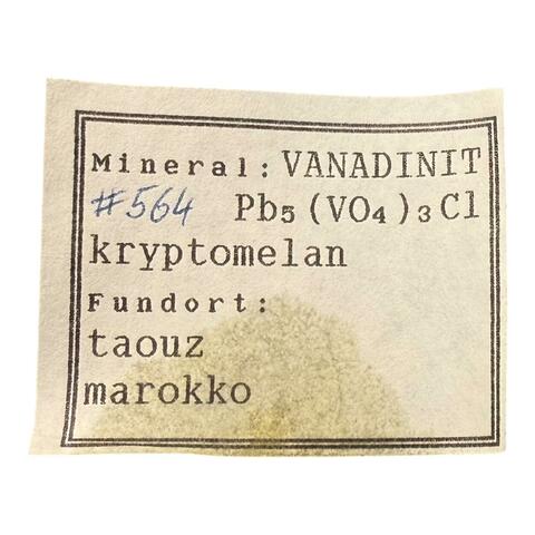 Label Images - only: Vanadinite & Gypsum On Cryptomelane