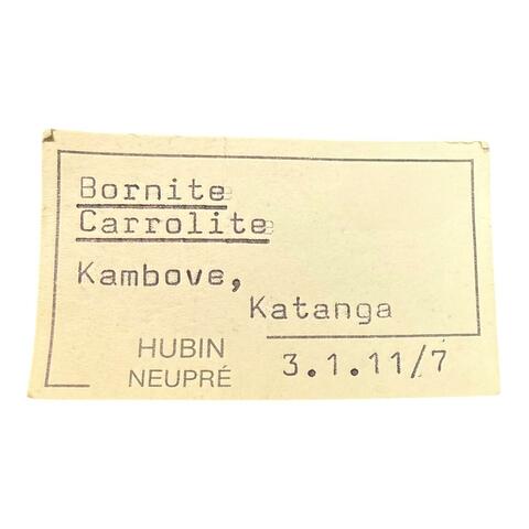 Label Images - only: Bornite Carrollite & Calcite