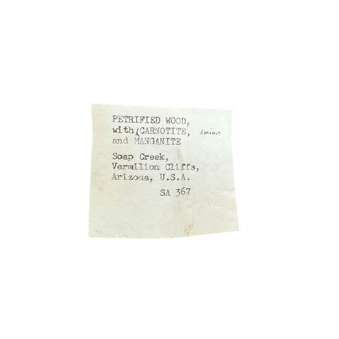 Label Images - only: Manganite With Carnotite On Petrified Wood