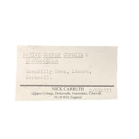 Label Images - only: Native Copper Cuprite & Chrysocolla