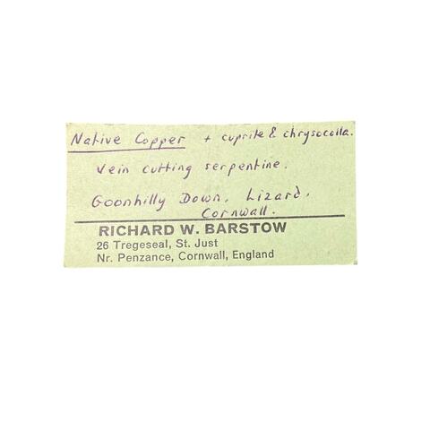 Label Images - only: Native Copper Cuprite & Chrysocolla