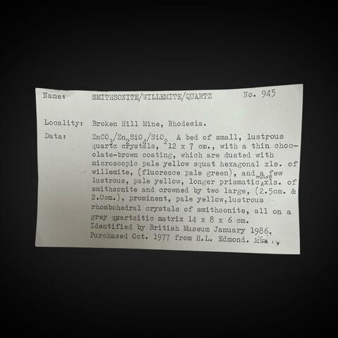 Label Images - only: Smithsonite With Quartz & Willemite