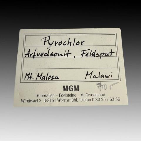 Label Images - only: Arfvedsonite With Pyrochlore On Microcline