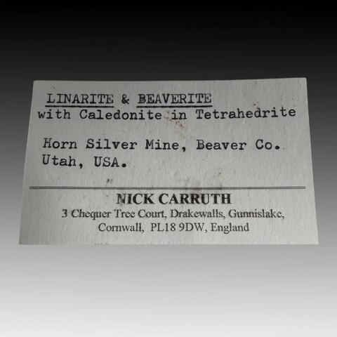 Label Images - only: Linarite On Beaverite-(Cu)