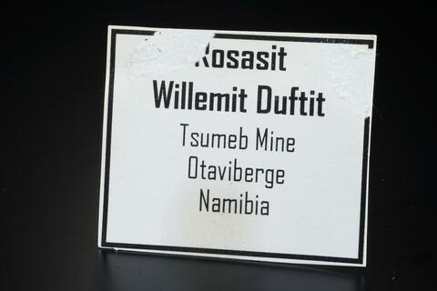 Label Images - only: Willemite Rosasite & Duftite