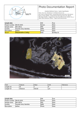 Analysis Report - only: Betpakdalite-CaMg & Sewardite