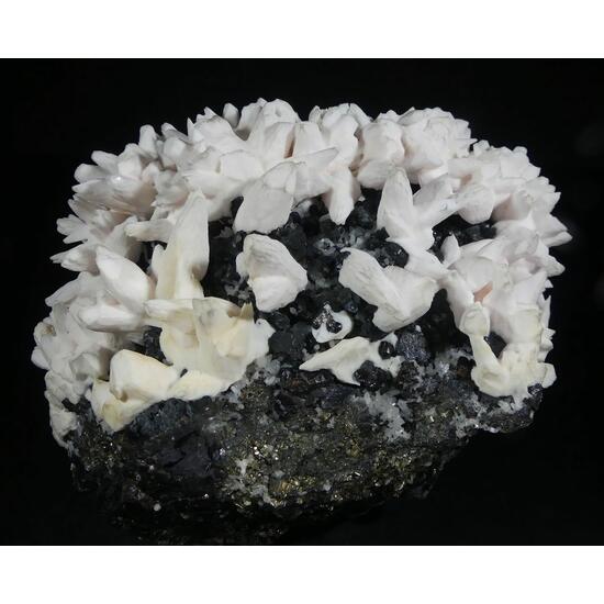Manganoan Calcite On Sphalerite With Pyrite