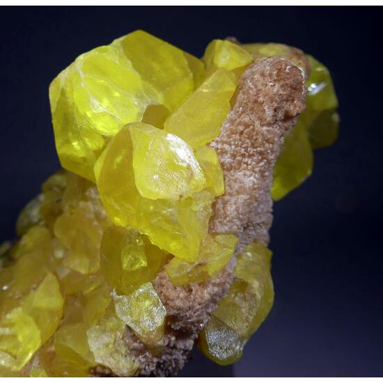 Native Sulphur With Calcite & Bitumen