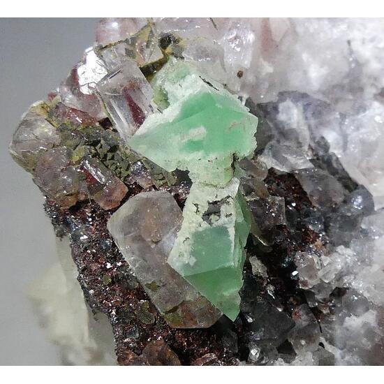 Fluorite & Lepidocrocite With Calcite