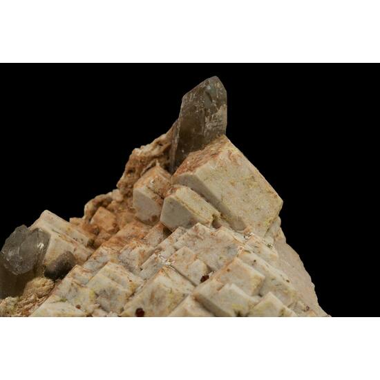 Spessartine On Microcline & Smoky Quartz