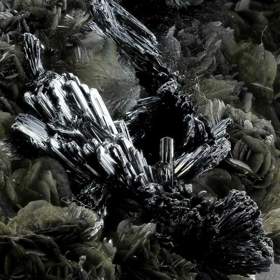 Stibnite & Calcite With Inclusions