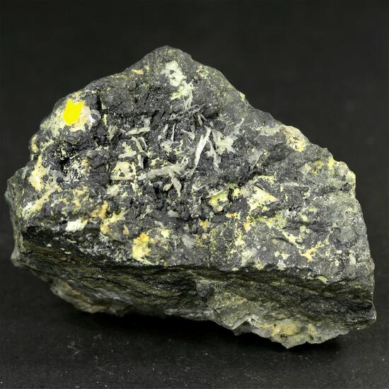 Native Gold Var Electrum With Covellite Pyrite Baryte Quartz & Chalcopyrite