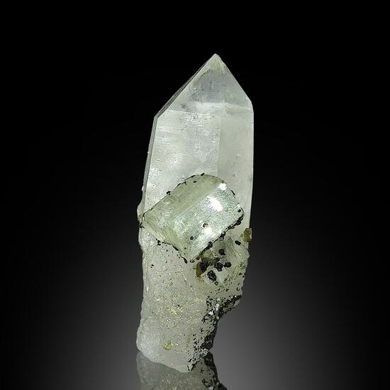 Apatite On Rock Crystal