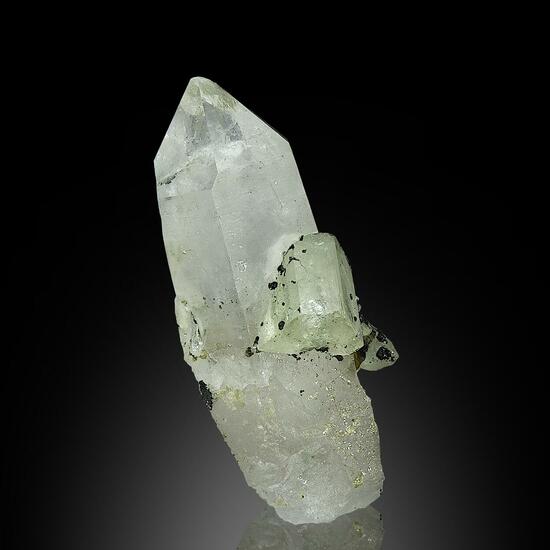 Apatite On Rock Crystal