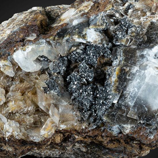 Pyrolusite On Calcite