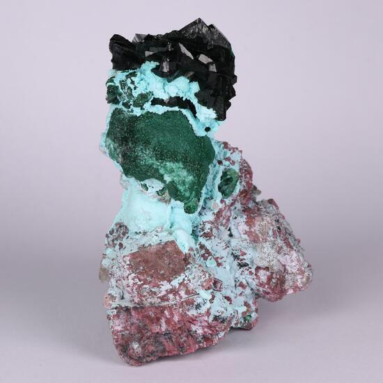 Chrysocolla On Malachite & Cobaltoan Calcite