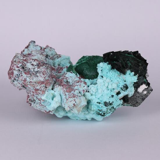 Chrysocolla On Malachite & Cobaltoan Calcite