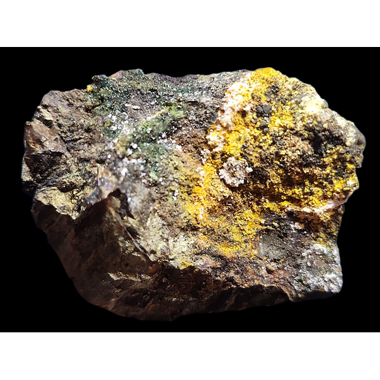 Zippeite With Andersonite On Uraninite & Pyrite