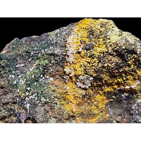 Zippeite With Andersonite On Uraninite & Pyrite