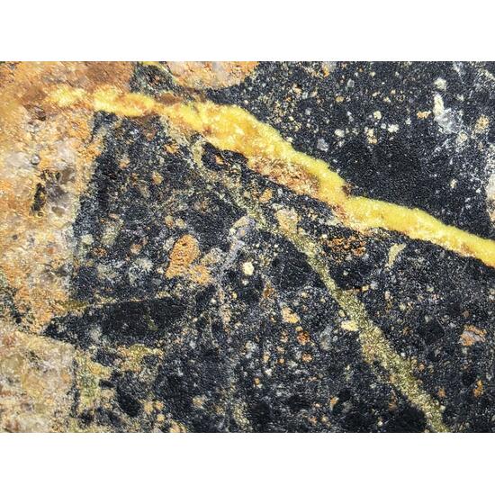 Uranophane With Gummite In Uraninite