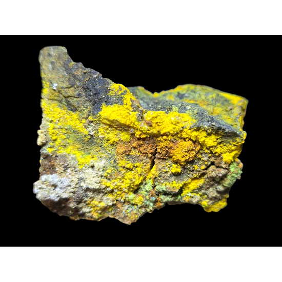 Johannite With Zippeite On Uraninite