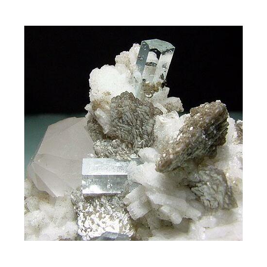 Aquamarine With Tantalite Quartz Muscovite & Albite