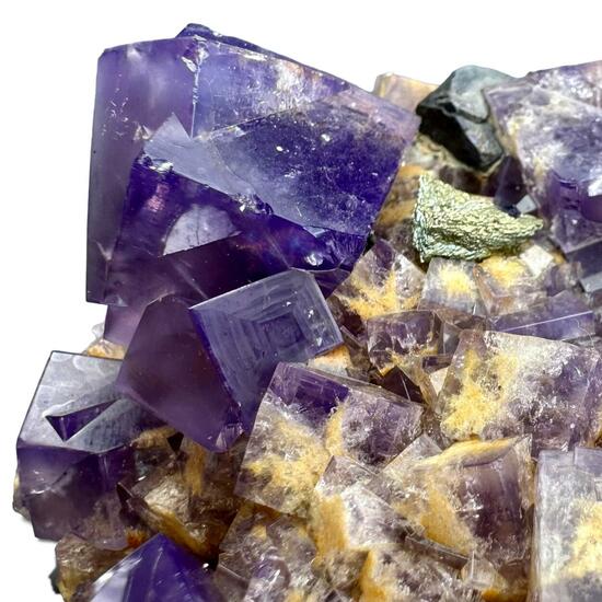 Fluorite & Chalcopyrite On Quartz