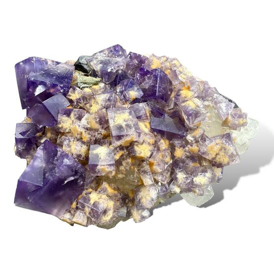 Fluorite & Chalcopyrite On Quartz