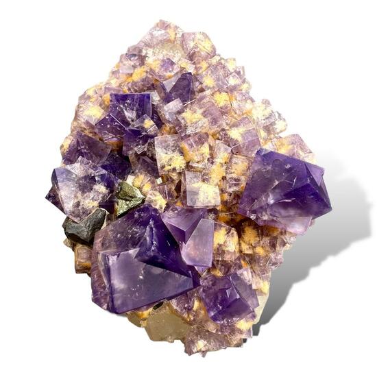 Fluorite & Chalcopyrite On Quartz