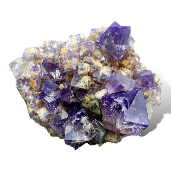 Fluorite & Chalcopyrite On Quartz