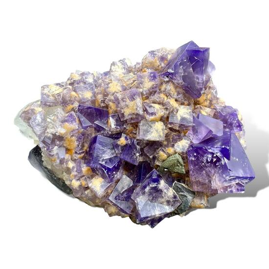 Fluorite & Chalcopyrite On Quartz