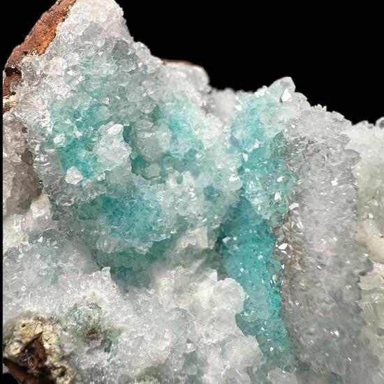 Quartz On Chrysocolla & Calcite