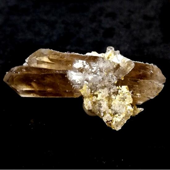 Bertrandite & Fluorite On Smoky Quartz