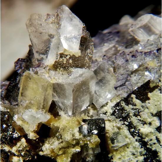 Bertrandite & Fluorite On Smoky Quartz