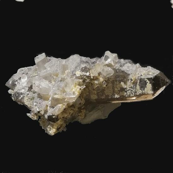 Bertrandite & Fluorite On Smoky Quartz